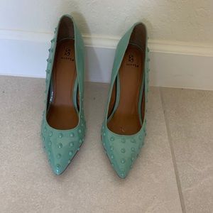 Mint spiked pointy toe pumps (Loubs replica)